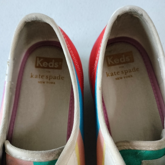 Keds x Kate Spade Triple Kick Platform Rainbow Striped Sneakers 9.5 Artsy Fun - Picture 6 of 8